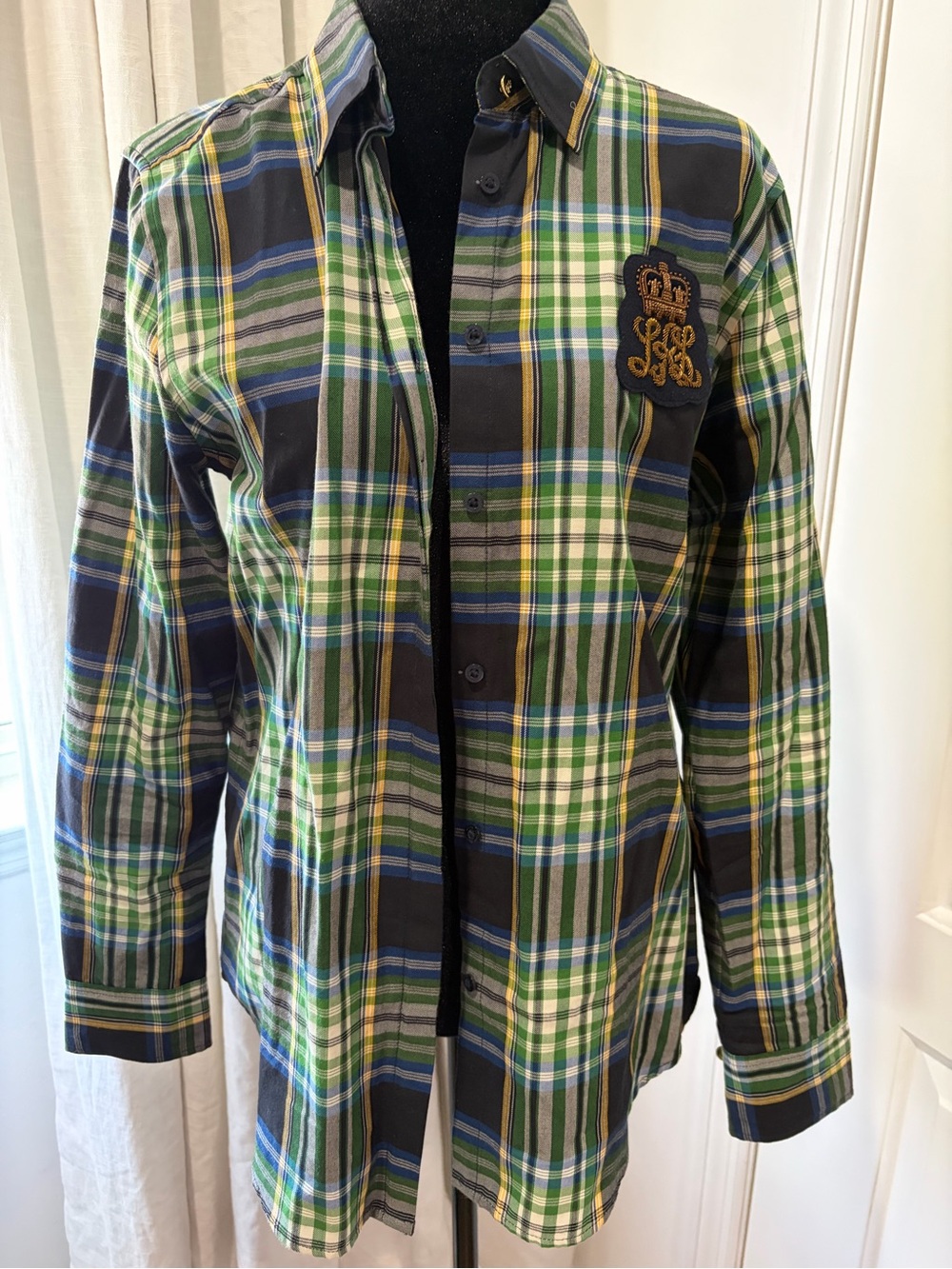 Lauren Ralph Lauren Green Navy Plaid Shirt